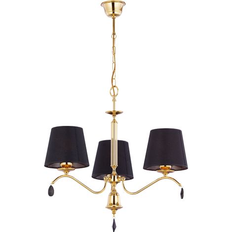 Lampadario EGIDA Jupiter 3 luci E27 oro nero cristalli (1/2)
