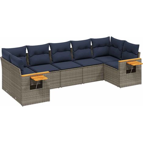 Maison Exclusive - Set Divani da Giardino 7 pz con Cuscini Grigio in Polyrattan (1/5)