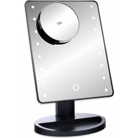 Miroir De Maquillage Led Schramm® Noir Avec Grossissement 10X Miroir De Maquillage Avec Miroir De Maquillage Led Avec Éclairage Miroir Sur Pied Miroir Grossissant Miroir De Salle De Bain Mir