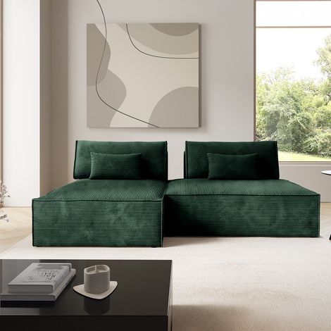 Canapé d'angle réversible modulable et convertible Georgia Vert sapin (1/5)
