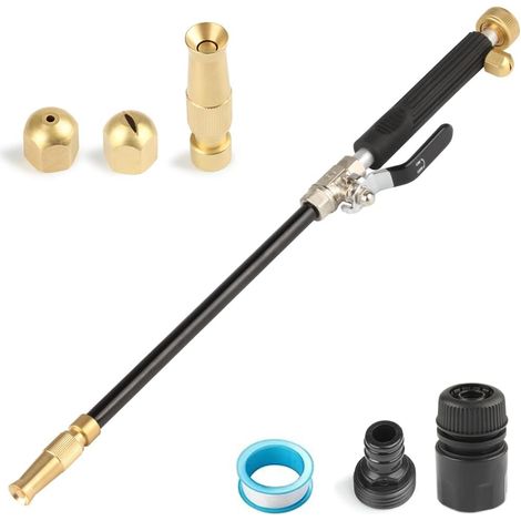 High Pressure Washer with Jet Nozzle, Hydro Jet Deep Pressure Washer with Black Brass Garden Hose (Adjustable Type + Fan Type) (1/5)