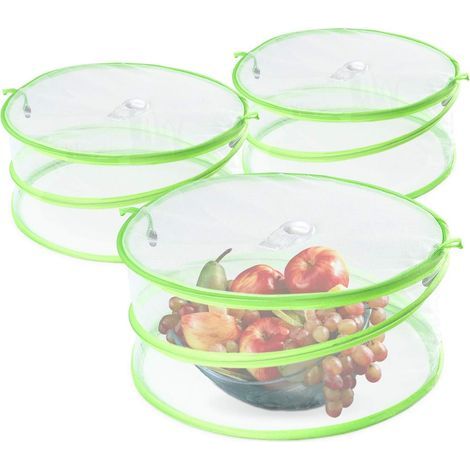 3pcs Couverture Nourriture Maille Pop Up,Cloche Alimentaire Pliable Réutilisable,Cloche Anti-Insectes Pliant pour Fruits Gâteaux Vaisselle,Facile à Ranger,Robuste et Fermé par Boucle(Vert) (1/4)