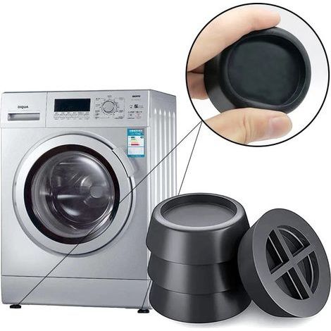 4 Pièces Noir Tapis Anti-vibration pour Machine à Laver, Antibruit Pied Machine a Laver avec Patin Caoutchouc, pour Machines à Laver, Sèche-Linge, Meubles, Patins Anti Vibration Lave Linge (1/5)