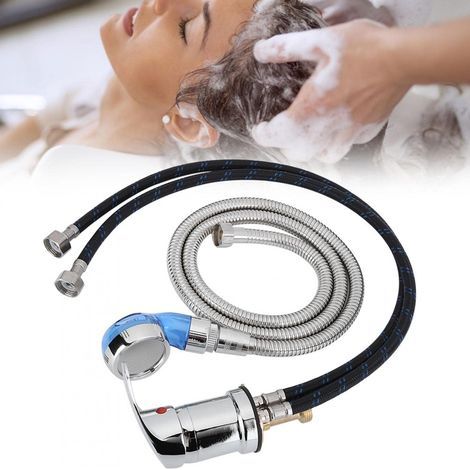 Robinet de Lit de Shampooing, Pomme de Douche de Robinet de Bassin de Tuyau de 120 cm, Robinet de Lavage de Cheveux, Vanne de Mélange Chaude et Froide de Chaise de Lit de Shampooing (1/5)