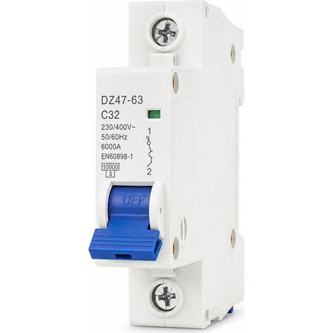 Disjoncteur miniature 1P 32A courbe C 6kA EN60898-1 230-400V