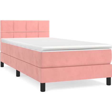 Maison Exclusive - Sommier à lattes de lit avec matelas Rose 90x190 cm Velours
