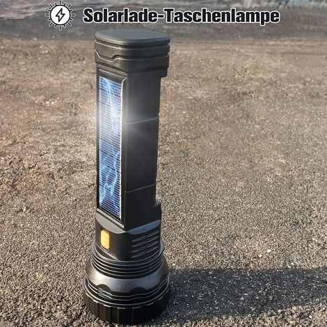 Torcia solare a LED con batteria ricaricabile - Torcia impermeabile con power bank di emergenza da 1200 mAh, luce solare tascabile USB con 3 modalità di illuminazione, luce da campeggio [Classe energe (1/4)