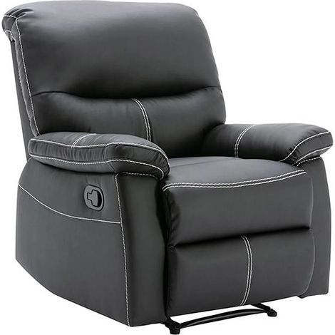 Vente-Unique – Fauteuil relax simili noir – Mécanisme de relaxation manuel – 5 positions d'inclinaison – Dimensions 79x90x95 cm – Charge max 120 kg (1/5)