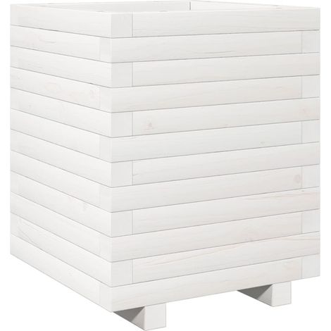 Vassoio per fioriera aiuola rialzata piante fiori terrazza giardino 40 x 40 x 49,5 cm legno di pino massiccio bianco 020037567