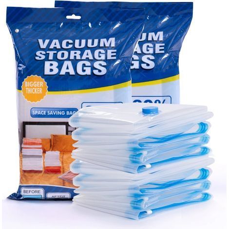 Sacs de compression sous vide Basics avec fermeture éclair, valve étanche et pompe manuelle, grand format, lot de 5, transparents-AquaForge (1/3)