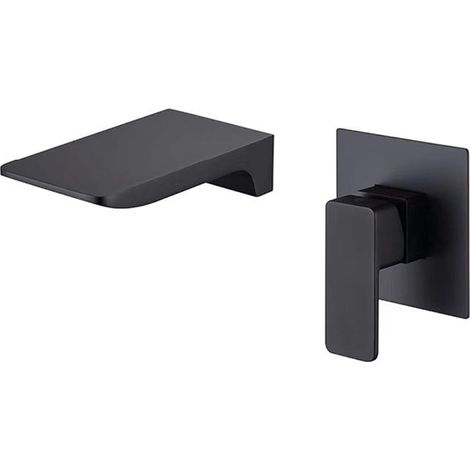 Robinet Mitigeur Mural Lavabo Cascade Noir En Laiton (1/5)