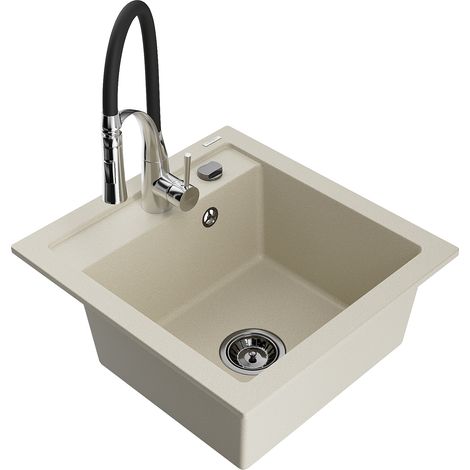 Mexen Vito lavello da cucina in granito a 1 vasca con rubinetto cucina Aster, beige - 6503-69-73450-07-B (1/5)