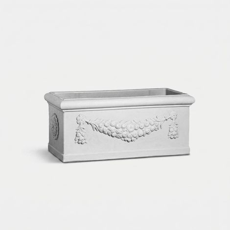 Pot rectangulaire d'extérieur festonné Grande - Blanc (1/3)