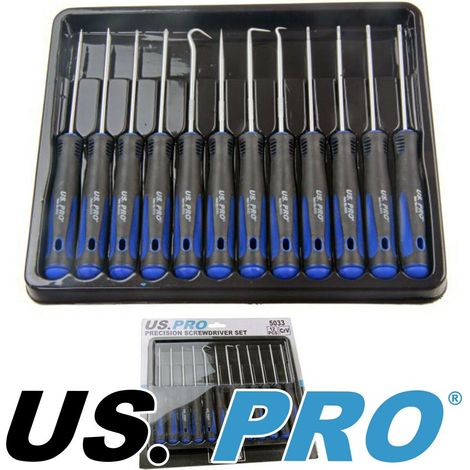 US Pro 12pc Mini Screwdriver Pick Hook and Torx Set Precision 5033 (1/3)