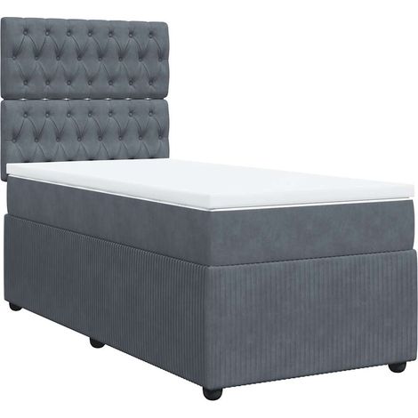 Maison Exclusive - Giroletto a Molle con Materasso Grigio Scuro 90x200 cm Velluto