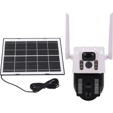 Caméras de sécurité solaires 4G 2K sans fil avec vision à 360°, double objectif couleur et caméras PTZ extérieures avec panneau solaire de 7,5 W pour la maison (1/5)