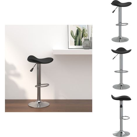 Tabouret de bar Noir Acier chromé et cuir artificiel - Tabouret De Bar - Tabouret De Comptoir - Chaise De Bar - Chaise De Comptoir - Mobilier De Cuisine (1/5)