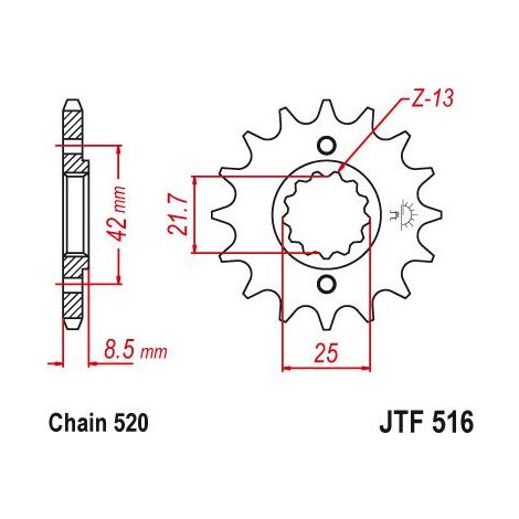 Pignon avant JT F516-13, 13 dents, taille 520
