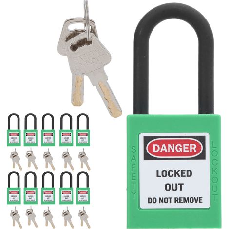 Lot de 10 cadenas de sécurité 38 mm/1,5 po, isolants et anti-poussière pour usines, chantiers de construction, hôpitaux et produits chimiques (vert) (1/5)