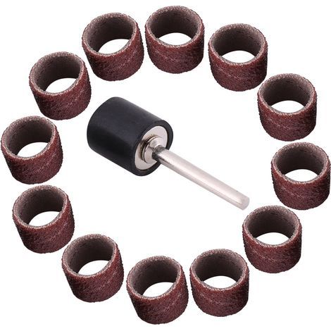 Dioche Bandes de Ponçage à Tambour 100 Pièces, Outil Compact Résistant à L'usure avec Grains 80 ou 320 ou 600, Tige de Mandrin Adaptée aux Outils électriques pour (Grand cercle de papier de verre 80 (1/5)