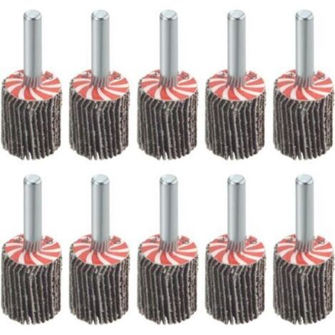 10 Pièces 20×25MM Roues à lamelles montées avec tige 6MM Roues à lamelles 80 Grit Flap Wheels Set (1/4)