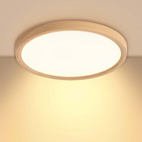 1 Plafonnier LED Rond Grain De Bois, Ø30 Cm Ultra-Mince 24 W 3000 K, Éclairage Intérieur Pour Salon, Chambre, Cuisine