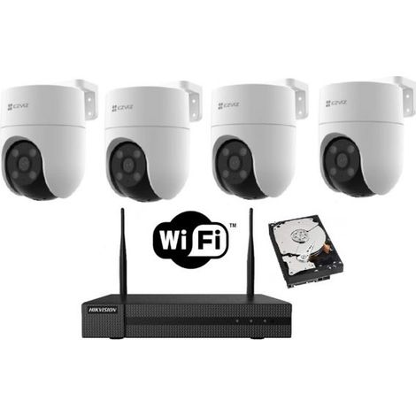 KIT videosorveglianza WIFI NVR 4 canali 4 Telecamere motorizzate PTZ Wifi 2K Audio Bidirezionale hdd 500gB
