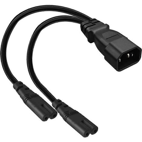 IEC320 C14 Stecker auf 2x C7 Buchse Netzadapterkabel 0,32 Meter PVC