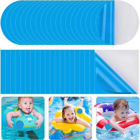 40 patchs auto-adhésifs PVC bleu pour réparation piscine, spa, bateau gonflable, ballon de plage et canoë. (1/5)