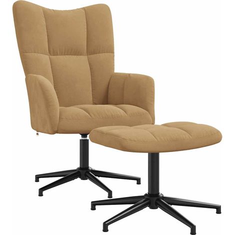 Sillón de relax con taburete terciopelo marrón vidaXL (1/5)