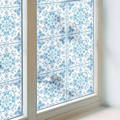 Sichtschutzfolie 50x146 cm Dekorativ Folie für Schlafzimmer Milchglas Selbstklebend Sichtschutz Fenster Dekorfolie Blickdicht PVC Blumenschmuck