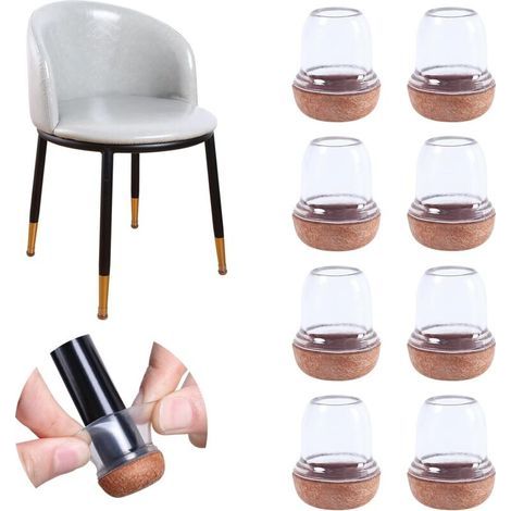 Protection Pied de Chaise, 14-19mm Rond Silicone Patins pour Chaises en Silicone avec Feutre épaissi, 16 pièces Transparente Patin de Chaise Protections Tampon de Sol, réduire Les Rayures (1/4)