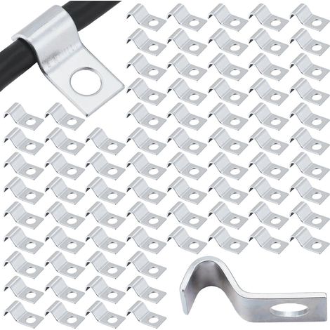100 bridas de acero de 6,35 mm (1/4 de pulgada), bridas de acero galvanizado, bridas para cables de pared exterior