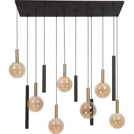 Lampe suspendue à 12 lampes Josiane noir avec or - 21441/12/62 (1/3)