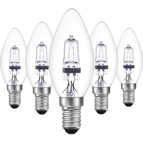 Lot de 5 Ampoules Halogènes E14 18W à Intensité Variable Blanc Chaud 2700K Dimmable Ampoules à Bougie C35 Ampoule Edison à Petite vis (SES), équipement Ampoules LED 3-5W Pour les lustres H420 (1/5)