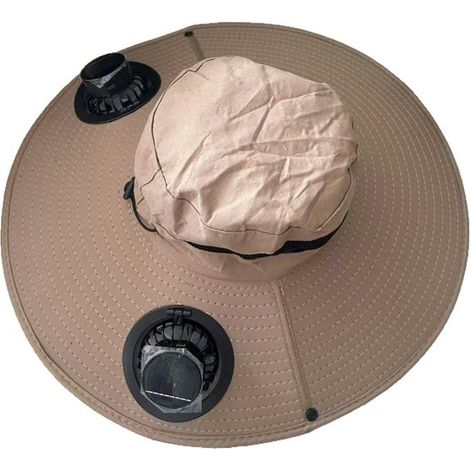 Gorro solar ventilado - Unisex, con energía solar y recargable por USB - Dos ventiladores de 6000 RPM - Protección UV - Velocidad del viento ajustable - Ideal para pesca y jardinería (1/5)