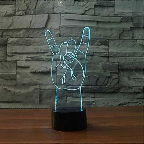 Lampe de nuit 3D en forme de main de pierre, illusion d'optique, 7 couleurs changeantes, interrupteur tactile, décoration de table ou de bureau, base plate en acrylique et ABS, câble USB, jouet (1/5)