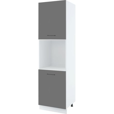 Colonne de cuisine pour four encastrable Lovia Gris Mat 2 portes L 60 cm - Porte avec poignée apparente   Grey