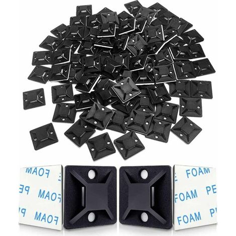 Supporti per fascette adesive, fascette autoadesive, supporto per fascette in plastica, supporto per fascette (120 pezzi, 2828 mm, nero),