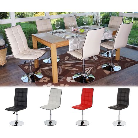 6x chaise de salle Ă manger HWC-C41, fauteuil, similicuir - taupe