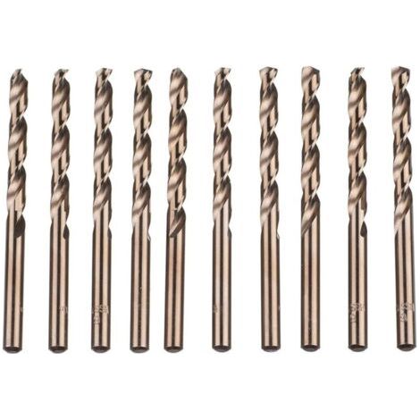 Lot de 10 forets hélicoïdaux en acier rapide M35 HSS or cobalt pour perceuses métriques à haute vitesse 6 mm x 93 mm pour perçage des Acier inoxydable et métal (1/5)