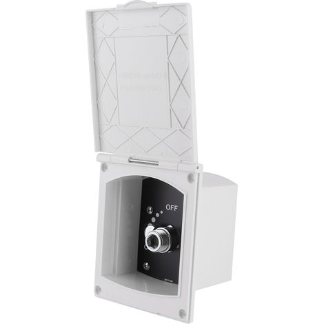 Boîtier de douche extérieur de 1/2 pouce pour camping-cars, yachts et fourgons aménagés. Entrée/sortie blanche. Flexible et pommeau de douche non inclus. (1/5)