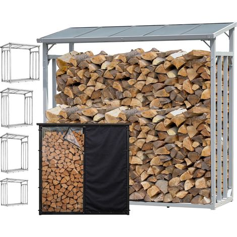 ALUMINIUM Kaminholzregal 143 x 70 x 145 cm Garten Kaminholzunterstand 1,6 m³ Kaminholzlager Stapelhilfe Aussen