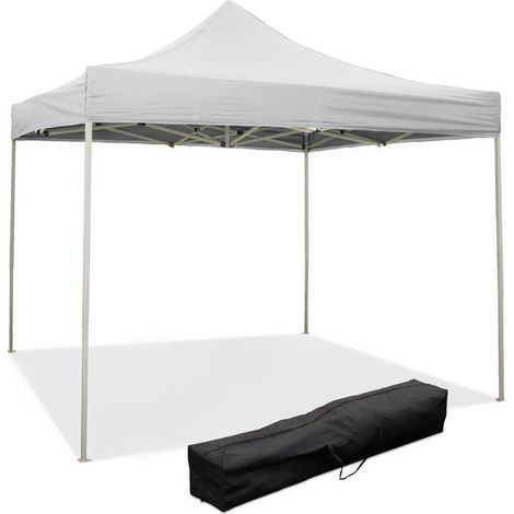 Gazebo Richiudibile Pieghevole 2x2m in Acciaio e PVC Impermeabile Bianco (1/5)