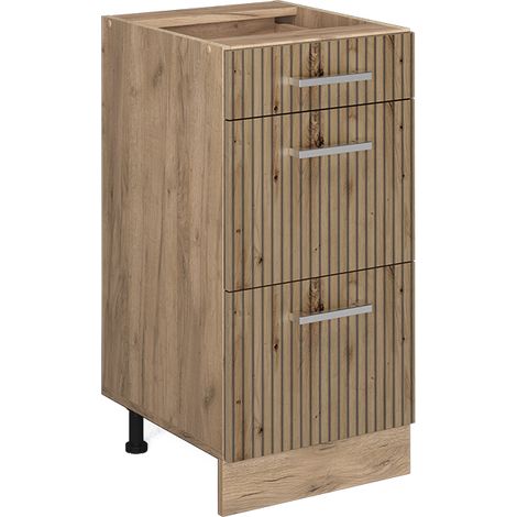 Meuble cuisine R-Line, Chêne Artisan, 40 cm avec tiroirs, sans plan de travail, Vicco (1/5)