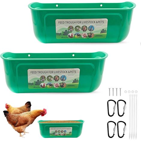 Mangeoire Suspendue pour Poules et Animaux d'Élevage - Auge à Grain en Plastique pour Volailles, Lapins et Moutons - Lot de 2 (1/5)