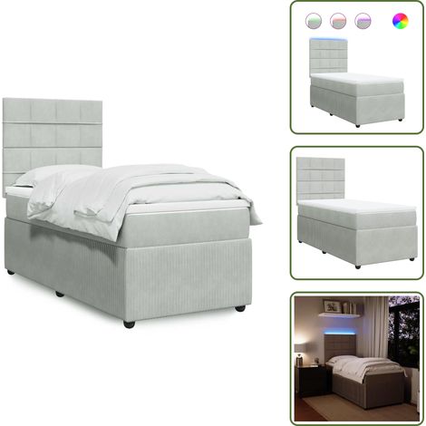 Boxspringbett mit Matratze Hellgrau 90x200 cm Samt - Boxspringbett - Boxspringbetten - Bett - Bett Mit Stauraum (1/5)