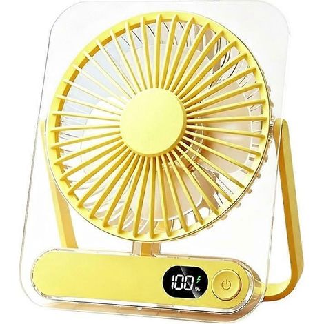 Mini-Hochgeschwindigkeits-Lüfter, tragbar und per USB aufladbar, multifunktional, für Büro, Küche oder Schlafzimmer (gelb). (1/5)