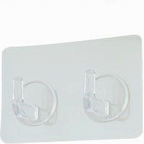 Trade Shop - Set 2pz Ganci Adesivi Appendino Doppio Rettangolare Casa Parete Trasparente 87758 -