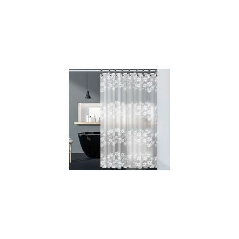 Tenda da doccia impermeabile, EVA [Antimuffa] [Orlo appesantito] Elegante tenda da doccia con 12 ganci, 180 x 180 cm - Motivo floreale - Traslucida (1/4)